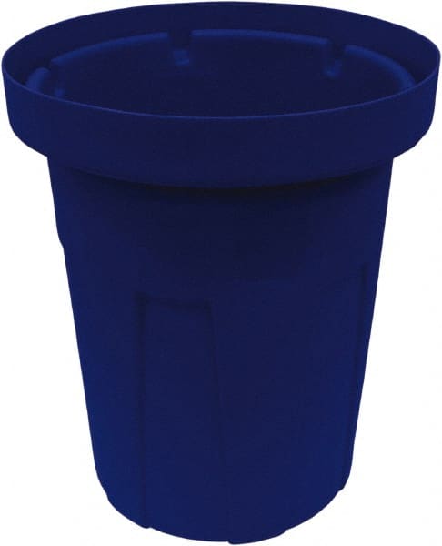 Made in USA - 40 Gal Blue Round Trash Can - Polyethylene, None Graphic, Lid Not Included - Exact Tooling
