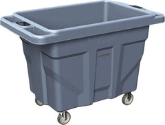 Made in USA - 1,000 Lb Load Capacity, 18.67 Cu Ft, 15 Bushels, 0.67 Cu Yd, Polyethylene Delivery Cart - 53" Wide x 31" Long x 38" High, Blue - Exact Tooling