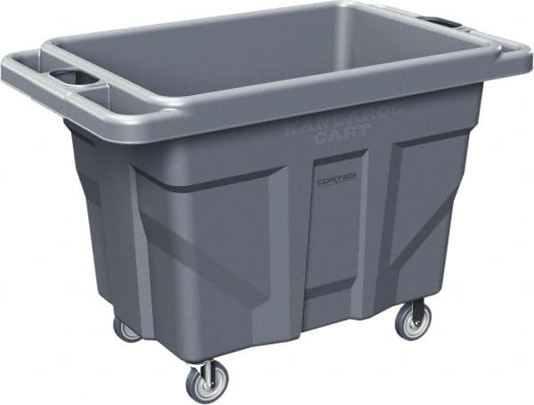 Made in USA - 1,000 Lb Load Capacity, 18.67 Cu Ft, 15 Bushels, 0.67 Cu Yd, Polyethylene Delivery Cart - 53" Wide x 31" Long x 38" High, Blue/Gray - Exact Tooling