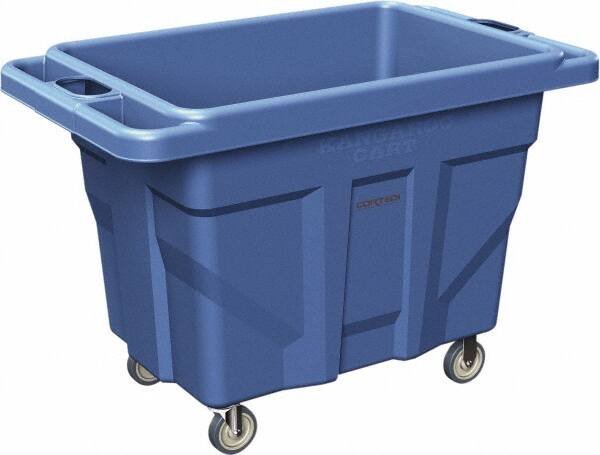 Made in USA - 1,000 Lb Load Capacity, 18.67 Cu Ft, 15 Bushels, 0.67 Cu Yd, Polyethylene Delivery Cart - 53" Wide x 31" Long x 38" High, Blue - Exact Tooling