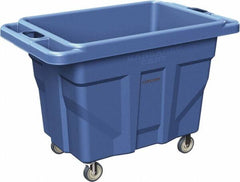 Made in USA - 1,000 Lb Load Capacity, 18.67 Cu Ft, 15 Bushels, 0.67 Cu Yd, Polyethylene Delivery Cart - 53" Wide x 31" Long x 38" High, Blue - Exact Tooling