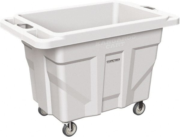 Made in USA - 1,000 Lb Load Capacity, 18.67 Cu Ft, 15 Bushels, 0.67 Cu Yd, Polyethylene Delivery Cart - 53" Wide x 31" Long x 38" High, White - Exact Tooling