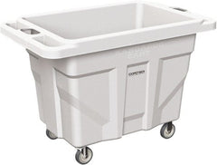 Made in USA - 1,000 Lb Load Capacity, 18.67 Cu Ft, 15 Bushels, 0.67 Cu Yd, Polyethylene Delivery Cart - 53" Wide x 31" Long x 38" High, White - Exact Tooling