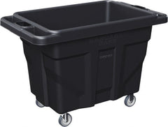 Made in USA - 1,000 Lb Load Capacity, 18.67 Cu Ft, 15 Bushels, 0.67 Cu Yd, Polyethylene Delivery Cart - 53" Wide x 31" Long x 38" High, Black - Exact Tooling