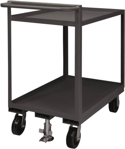 Durham - 1,500 Lb Capacity, 30" Wide x 60" Long x 41-1/16" High Service Cart - 2 Shelf, Steel, 2 Rigid/2 Swivel Casters - Exact Tooling