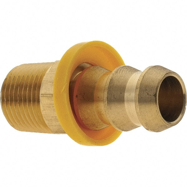 Value Collection - 1/2" ID 3/8 NPTF Barbed Push On Male Connector - Brass - Exact Tooling