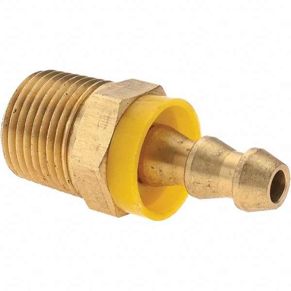 Value Collection - 1/4" ID 3/8 NPTF Barbed Push On Male Connector - Brass - Exact Tooling