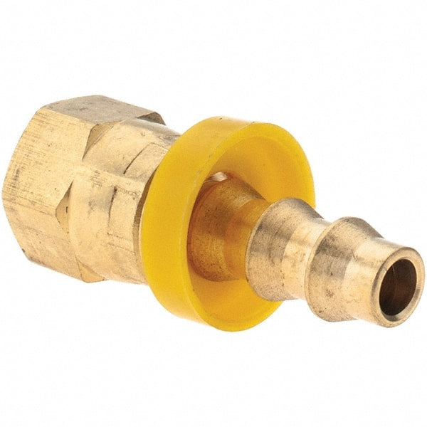 Value Collection - 1/4" ID 7/16 UNF Barbed Push On Female Connector - 1/4" OD, Brass - Exact Tooling