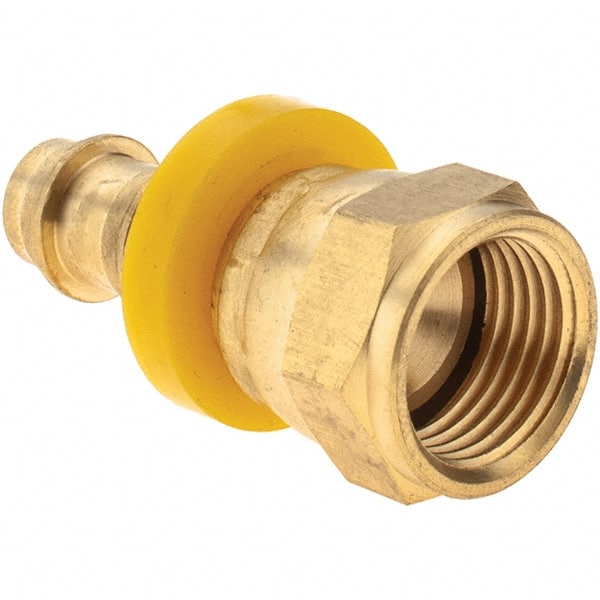 Value Collection - 3/8" ID 5/8 UNF Barbed Push On Female Connector - 3/8" OD, Brass - Exact Tooling