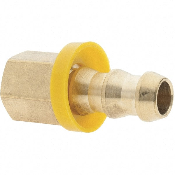 Value Collection - 3/8" ID 1/4 NPTF Barbed Push On Female Connector - 3/8" OD, Brass - Exact Tooling