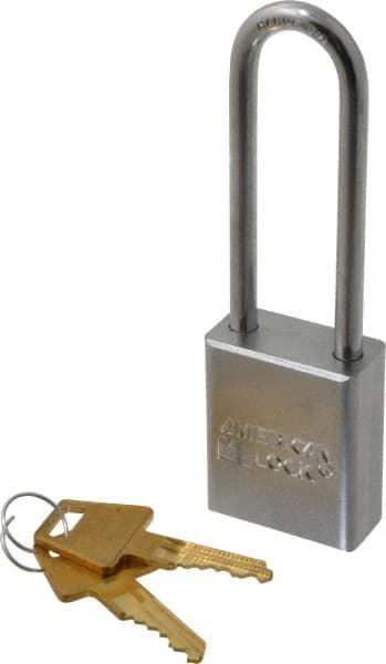 American Lock - 3" Shackle Clearance, Keyed Alike A5102 Padlock - 1/4" Shackle Diam, Steel - Exact Tooling