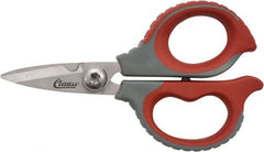 Clauss - 1/2" LOC, 6" OAL Stainless Steel High Leverage Scissors - Ambidextrous, Full Serrated, Glass-Filled Nylon Straight Handle, For Cutting, Electrical Use - Exact Tooling