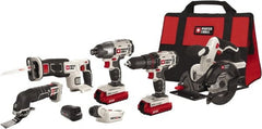 Porter-Cable - 20 Volt Cordless Tool Combination Kit - Includes Drill/Driver, Circular Saw, Reciprocating Saw, Oscillating Tool & Flashlight, Lithium-Ion Battery Included - Exact Tooling