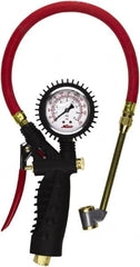 Milton - 0 to 230 psi Dial Large Bore Dual Head Tire Pressure Gauge - 15' Hose Length - Exact Tooling