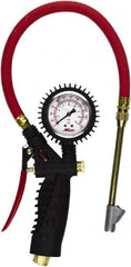 Milton - 0 to 230 psi Dial Straight Foot Dual Head Tire Pressure Gauge - 15' Hose Length - Exact Tooling