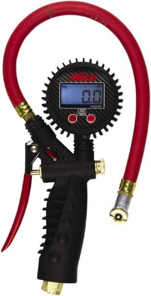 Milton - 0 to 255 psi Digital Ball Foot Tire Pressure Gauge - AAA Battery, 15' Hose Length - Exact Tooling