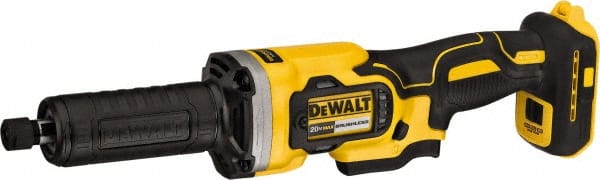 DeWALT - 1/4" Collet, 25,000 RPM, Straight Handle Cordless Angle & Disc Grinder - 20 Volts - Exact Tooling