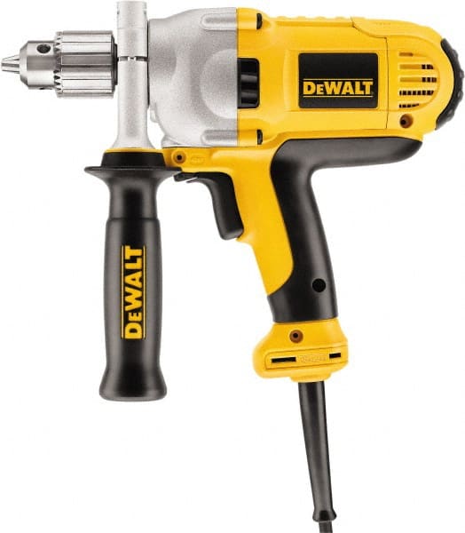 DeWALT - 1/2" Keyed Chuck, 1,250 RPM, Mid-Handle Grip Electric Drill - 10.5 Amps, Reversible - Exact Tooling