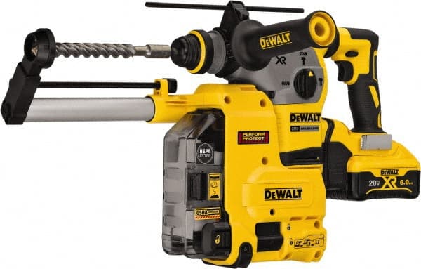 DeWALT - 20 Volt 1-1/8" SDS Plus Chuck Cordless Rotary Hammer - 0 to 4,480 BPM, 0 to 1,000 RPM, Reversible - Exact Tooling