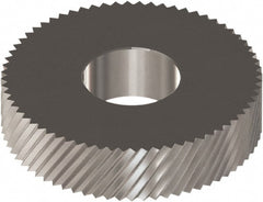 Made in USA - 0.846" Diam, 90° Tooth Angle, Standard (Shape), Cut Type Cobalt Right-Hand Diagonal Knurl Wheel - 0.197" Face Width, 0.315" Hole, Circular Pitch, 30° Helix, Bright Finish, Series CC - Exact Tooling