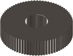 Made in USA - 1" Diam, 90° Tooth Angle, 20 TPI, Standard (Shape), Form Type Cobalt Straight Knurl Wheel - 0.236" Face Width, 5/16" Hole, Circular Pitch, 0° Helix, Ferritic Nitrocarburizing Finish, Series OS - Exact Tooling