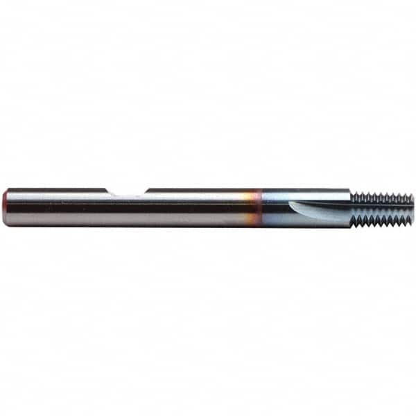 Emuge - 1/16-27 Thread, 1/4" Shank Diam, TiCN Coating, Solid Carbide Straight Flute Thread Mill - 3 Flutes, 2-1/2" OAL - Exact Tooling