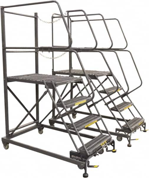 Ballymore - 86" 5 Step Single Entry Work Platform - Rolling Work Platform, 800 Lb Capacity, 50" Platform Height, 38" Base Width x 101" Base Depth, Grip Strut - Exact Tooling