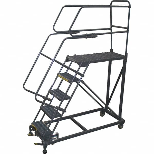 Ballymore - 86" 5 Step Single Entry Work Platform - Rolling Work Platform, 800 Lb Capacity, 50" Platform Height, 33" Base Width x 65" Base Depth, Grip Strut - Exact Tooling