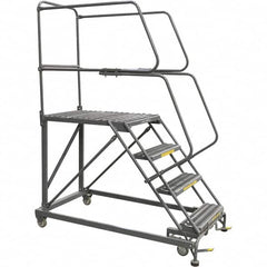 Ballymore - 76" 4 Step Single Entry Work Platform - Rolling Work Platform, 800 Lb Capacity, 40" Platform Height, 38" Base Width x 95" Base Depth, Grip Strut - Exact Tooling