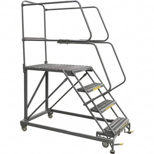 Ballymore - 76" 4 Step Single Entry Work Platform - Rolling Work Platform, 800 Lb Capacity, 40" Platform Height, 33" Base Width x 83" Base Depth, Grip Strut - Exact Tooling