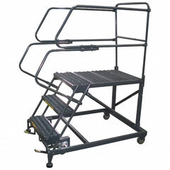 Ballymore - 66" 3 Step Single Entry Work Platform - Rolling Work Platform, 800 Lb Capacity, 30" Platform Height, 33" Base Width x 77" Base Depth, Grip Strut - Exact Tooling