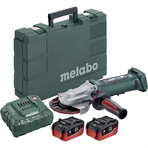 Metabo - 5" Wheel Diam, 8,000 RPM, Cordless Angle & Disc Grinder - 5/8-11 Spindle - Exact Tooling