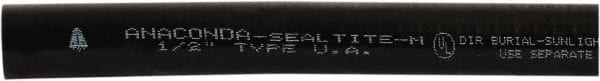 Anaconda Sealtite - 3/8" Trade Size, 1,500' Long, Flexible Liquidtight Conduit - Galvanized Steel & PVC, 9.525mm ID, Black - Exact Tooling