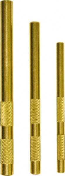Mayhew - 3 Piece, 3/8 to 5/8", Drift Punch Set - Round Shank, Brass, Comes in Plastic Tray - Exact Tooling