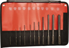 Mayhew - 11 Piece, 1.5 to 12mm, Pilot & Pin Punch Set - Hex Shank, Steel, Comes in Kit Bag - Exact Tooling