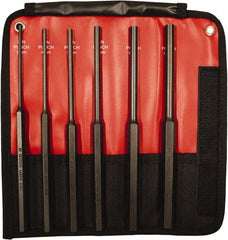 Mayhew - 6 Piece, 3 to 10mm, Pin Punch Set - Hex Shank, Steel, Comes in Kit Bag - Exact Tooling