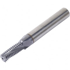 Vargus - 1/4-20 UNJ, 0.197" Cutting Diam, 3 Flute, Solid Carbide Helical Flute Thread Mill - Internal Thread, 1/2" LOC, 2.244" OAL, 1/4" Shank Diam - Exact Tooling