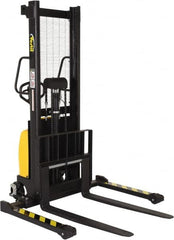 Vestil - 2,000 Lb Capacity, 63" Lift Height, Battery Powered Stacker - 2-1/8" Lowered Height, 42" Fork Length, 26-3/4" Overall Width - Exact Tooling
