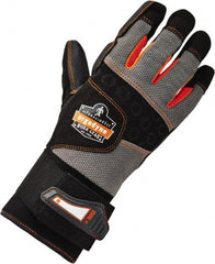 Ergodyne - Size M (8) Polyester Blend Work Gloves - Palm & Fingers Coated, Hook & Loop Cuff, Full Fingered, Black, Paired - Exact Tooling