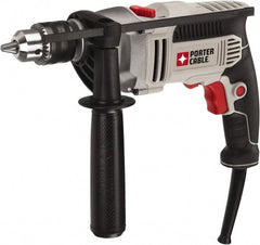 Porter-Cable - 120 Volt 1/2" Keyed Chuck Electric Hammer Drill - 0 to 57,000 BPM, 0 to 3,100 RPM, Reversible - Exact Tooling