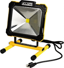Value Collection - 120 Volt, 50 Watt, Electric, LED Portable Floor Work Light - 6' Cord, 1 Head, 5,000 Lumens, Aluminum - Exact Tooling