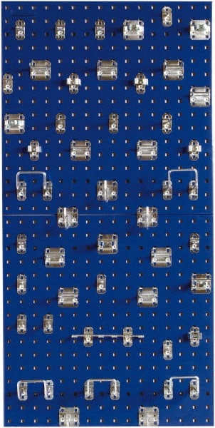 Triton - 24" Wide x 24" High Peg Board Kit - 2 Panels, 46 Hooks, Steel with Epoxy Coating, Blue - Exact Tooling