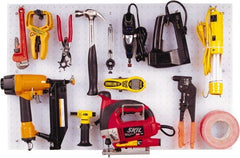 Triton - 22" Wide x 18" High Peg Board Kit - 1 Panel, 24 Hooks, Polypropylene, White - Exact Tooling