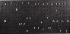 Triton - 24" Wide x 48" High Peg Board Kit - 1 Panel, 36 Hooks, Polyethylene, Black - Exact Tooling