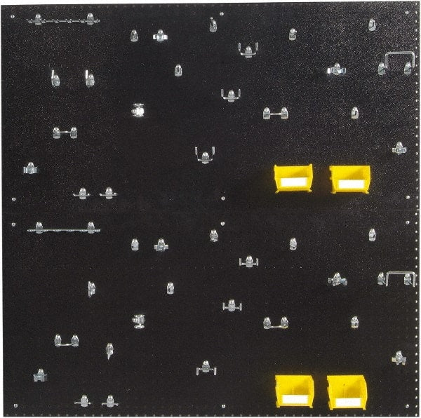 Triton - 24" Wide x 48" High Peg Board Kit - 2 Panels, 48 Hooks, Polyethylene, Black - Exact Tooling
