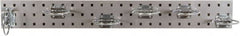 Triton - 4-1/2" Wide x 36" High Peg Board Strip - 1 Panel, 6 Hooks, Steel with Epoxy Coating, Silver - Exact Tooling