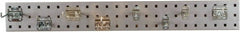 Triton - 4-1/2" Wide x 36" High Peg Board Strip - 1 Panel, 8 Hooks, Steel with Epoxy Coating, Silver - Exact Tooling