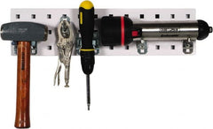 Triton - 4-1/2" Wide x 18" High Peg Board Strip - 1 Panel, 5 Hooks, Steel with Epoxy Coating, White - Exact Tooling