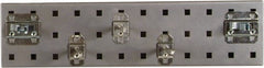 Triton - 4-1/2" Wide x 18" High Peg Board Strip - 1 Panel, 5 Hooks, Steel with Epoxy Coating, Silver - Exact Tooling