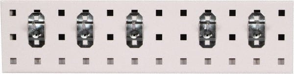 Triton - 4-1/2" Wide x 18" High Peg Board Strip - 1 Panel, 5 Hooks, Steel with Epoxy Coating, White - Exact Tooling